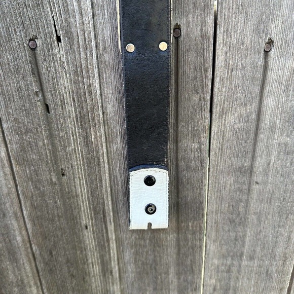 Vintage Apple ACC‎ NY Faux Turquoise Embellished White Leather Belt 1 1/2” - Picture 15 of 16